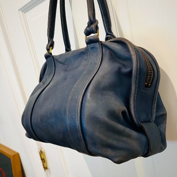 Vintage Coach 80’s Made in the USA Soft Navy Leather Satchel Doctor Bag - Picture 5 of 16